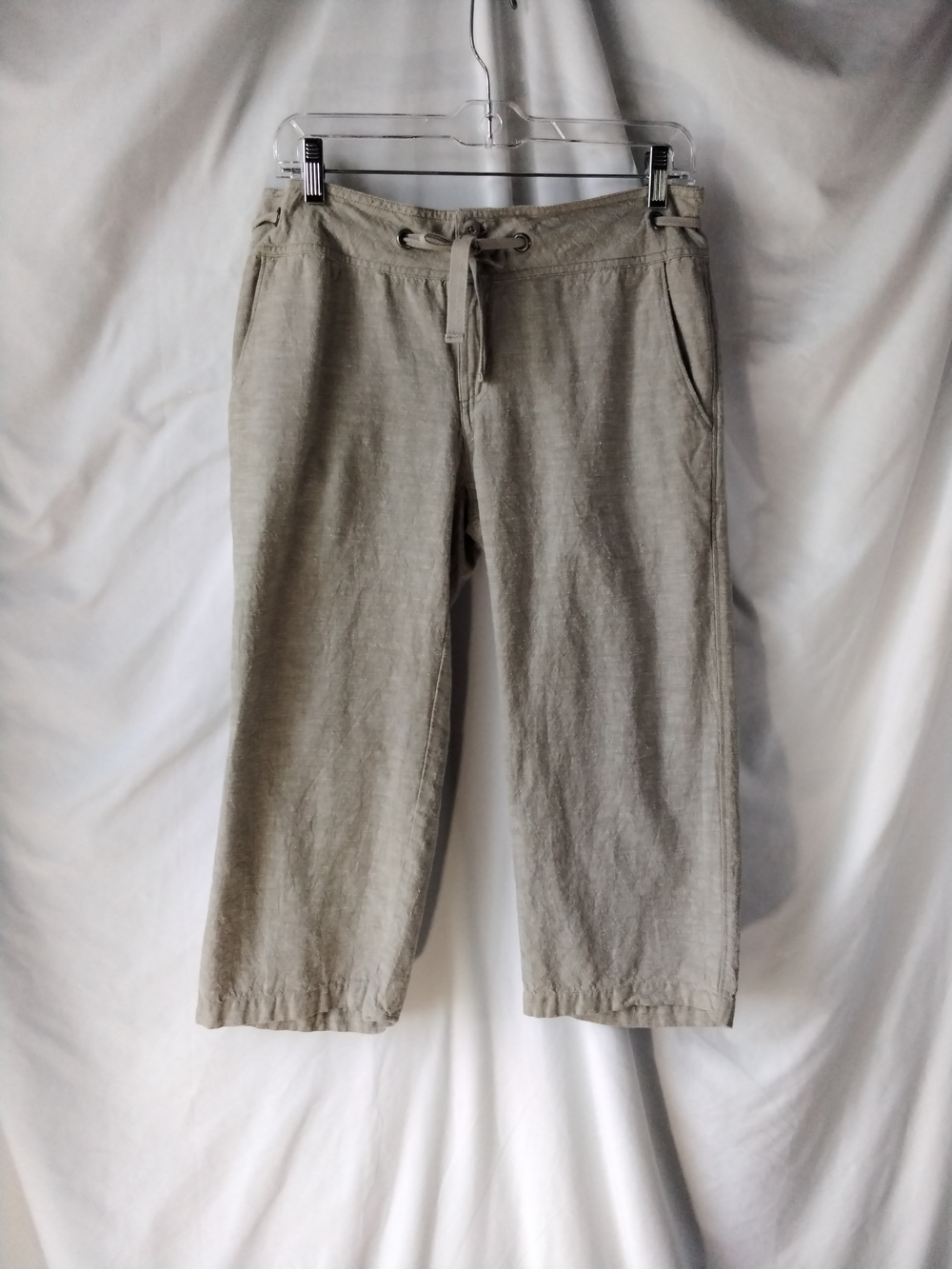 Drawstring Crop Chinos in Light Khaki — Women's Casual Pants
